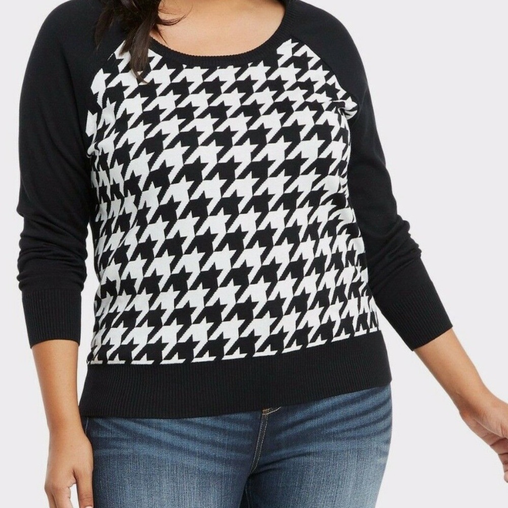 TORRID Houndstooth Pullover sweater all cotton cozy 🎁 bnwt